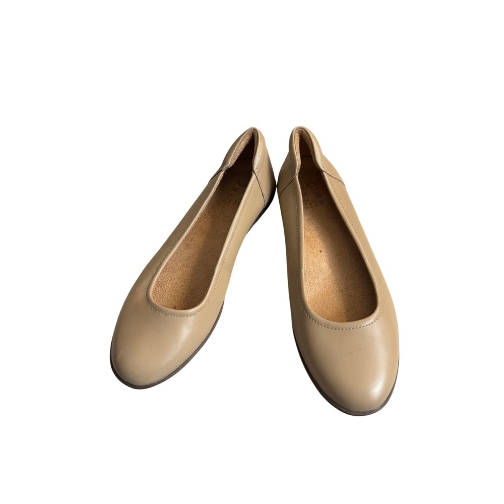 Naturalizer Womens Tan Beige Leather Ballet Flats Round Toe Comfort Shoes 8W